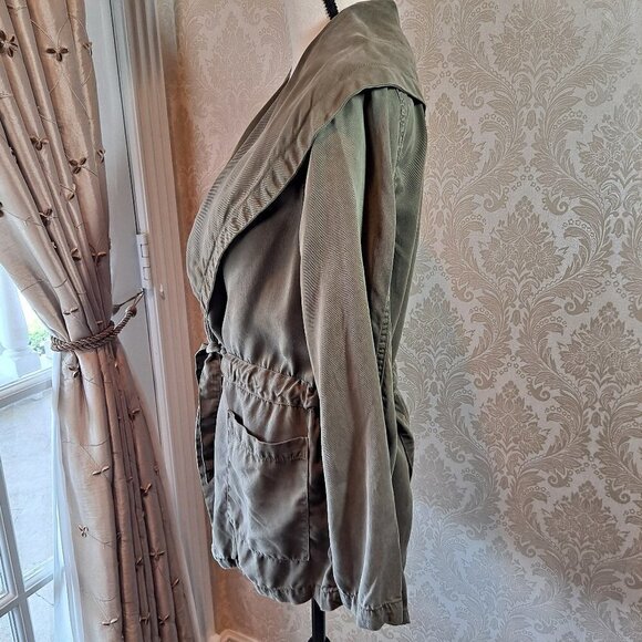 Nanette Lepore Size Large Olive Green Utility Jacket Tie Waist Pockets EUC - Picture 5 of 13